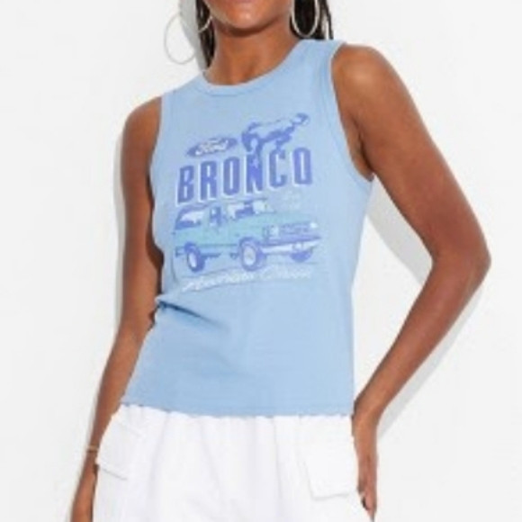 Ford Bronco graphic tank top sleeveless crew neck powder blue XL | Poshmark