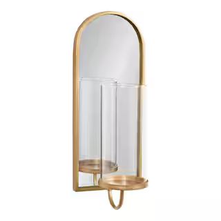Kate and Laurel Ezerin Gold Candle Sconce 218812 - The Home Depot | The Home Depot