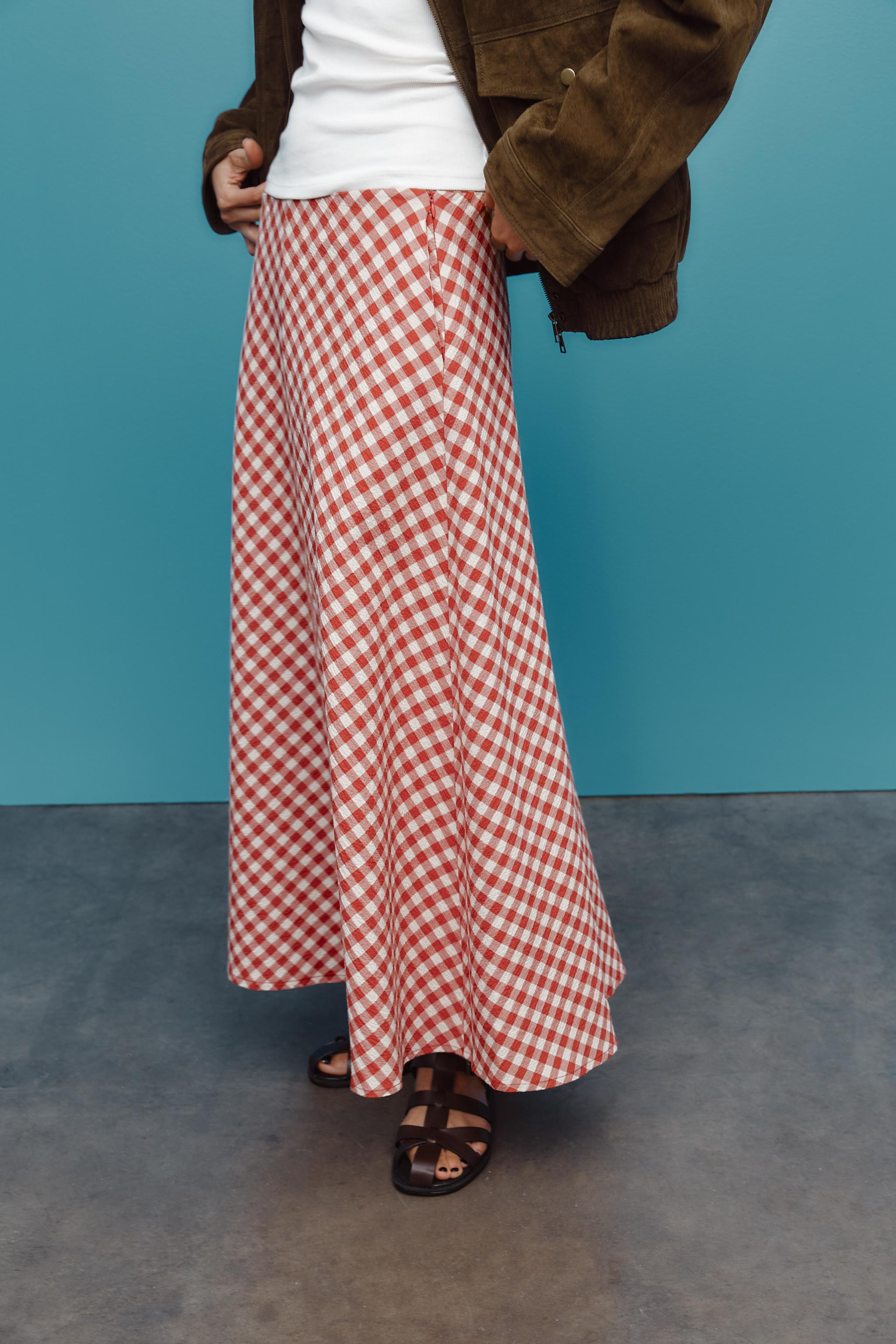 GINGHAM MIDI SKIRT | Zara US