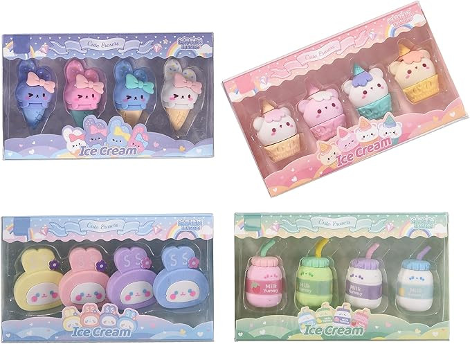 16Pcs Cute Ice Cream Shaped Erasers for Kids, Fun Food Eraser for School Classroom Rewards Party ... | Amazon (US)