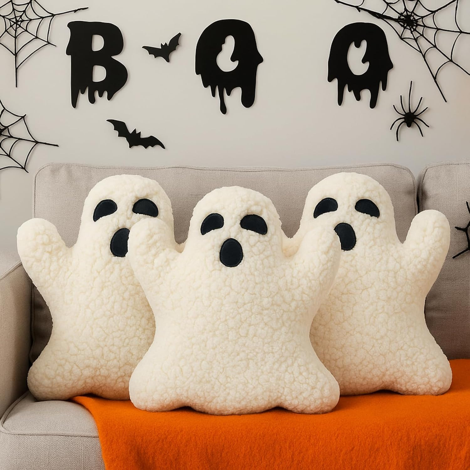 Shappy 3 Pcs Halloween Ghost Throw Pillows Cute Soft Decorative Pillows | Amazon (US)