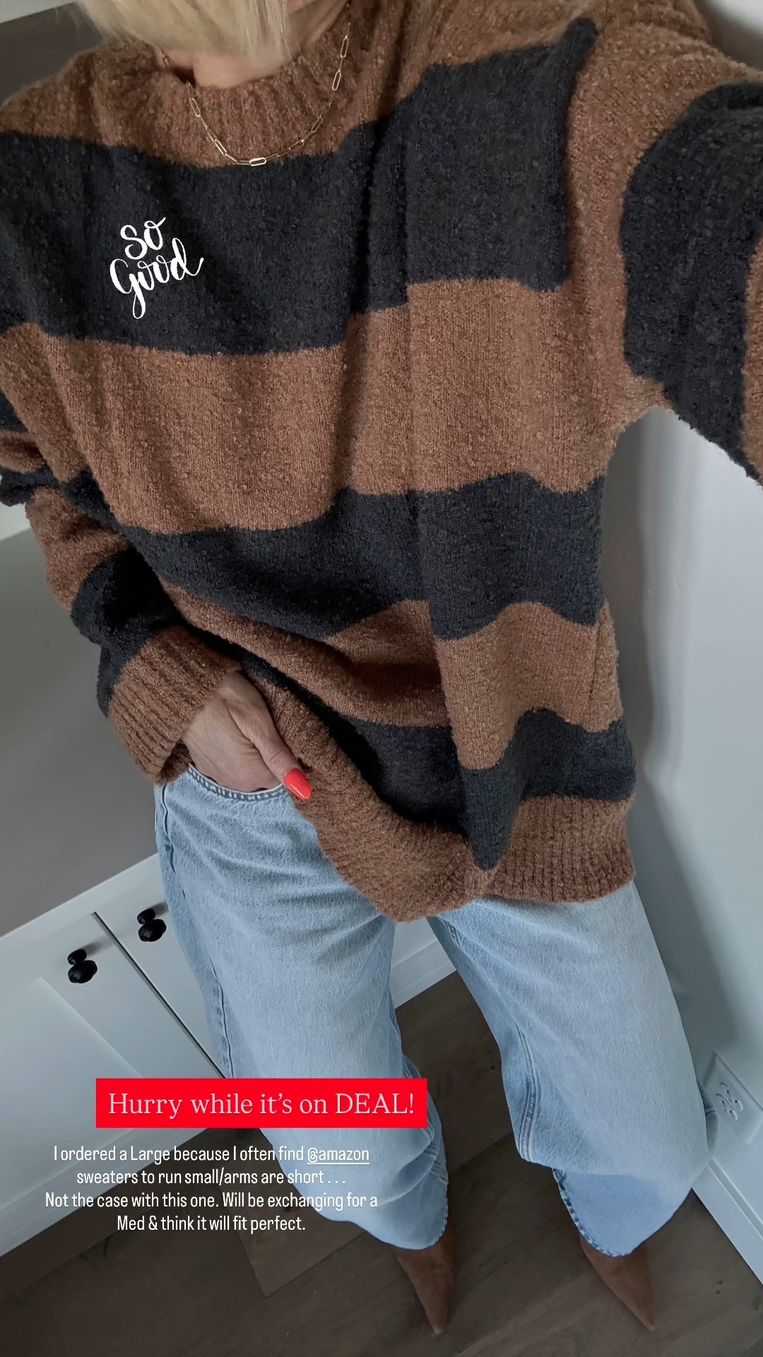 Ok, NEW favorite Amazon sweater and it’s on DEAL! This is the actual color — not the online image. It’s even better than I expected. Wearing a large hear, but returning for a medium. 
Cyber deal
Gift idea
Black Friday 

#LTKHoliday #LTKCyberWeek #LTKOver40