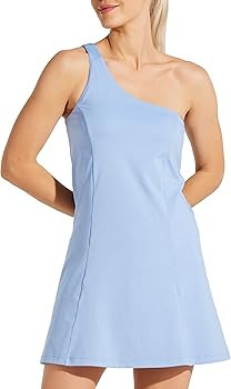 Willit Women's One Shoulder Dress Tennis Exercise Golf Athletic Dress with Bra & Shorts Active Dress | Amazon (US)