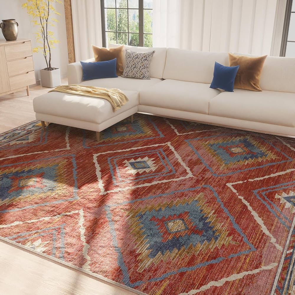 8x10 Area Rugs, Washable 8x10 Rug, Non Slip Floor Carpet, Low Pile Water Repellent, Ultra Soft Fa... | Amazon (US)