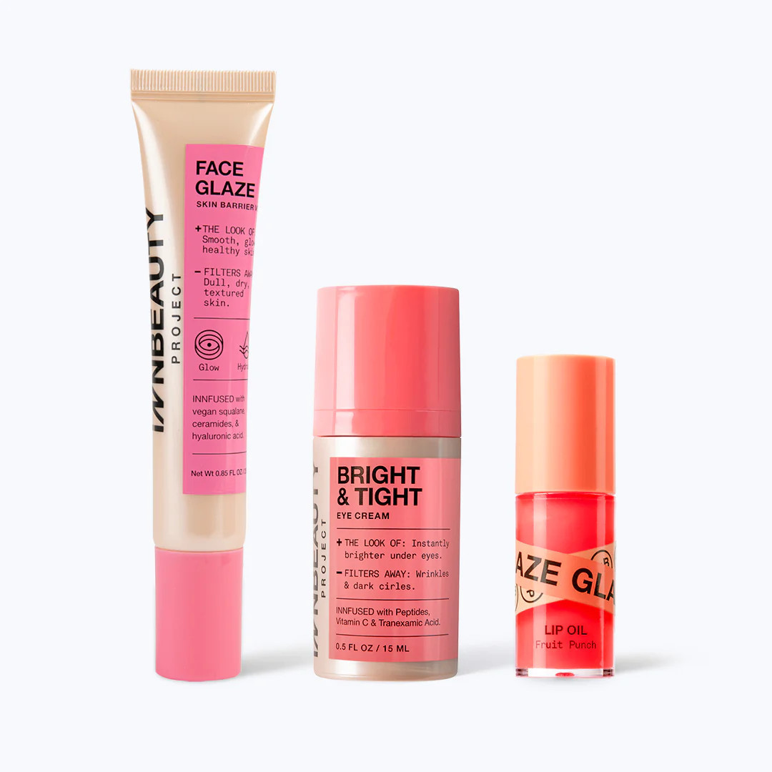 Sunkissed Set | Bright & Tight, Face Glaze, & Fruit Punch Lip Oil | InnBeauty Project