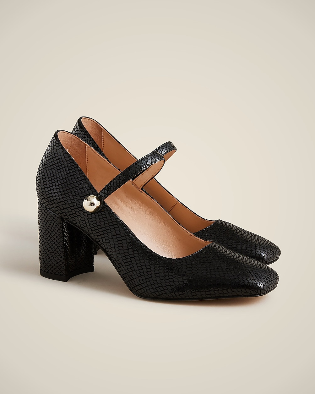Maisie Mary Jane heels in snake-embossed Italian leather | J. Crew US
