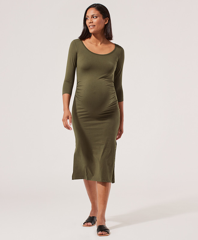 maternity midi party dress | Pact Apparel