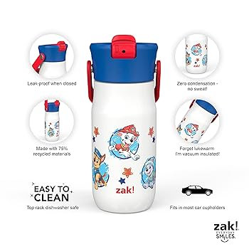 Zak Designs Harmony PAW Patrol Kid Water Bottle for Travel or At Home, 14oz Recycled Stainless St... | Amazon (US)
