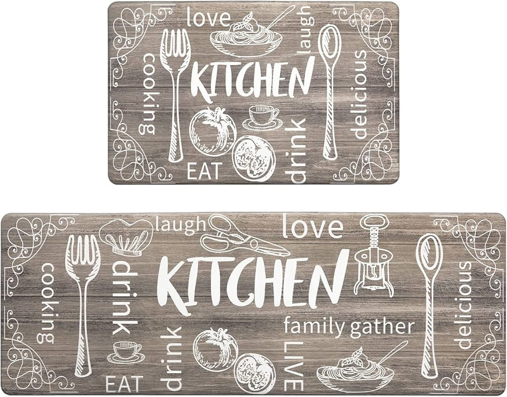 HEBE Anti Fatigue Mat Kitchen Rug Set 2, Kitchen Mats for Floor, Non Slip Waterproof Cushioned Ki... | Amazon (CA)
