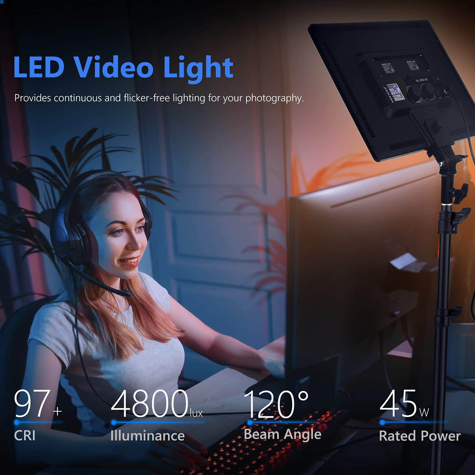 NEEWER LED Video Lighting Kit , 2 Pack Dimmable Bi Color 18" Large LED Panel with 2.4G Wireless R... | Amazon (UK)