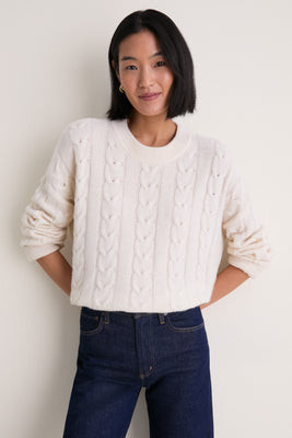 Ivory Cashmere Cable Knit Eloise Sweater | Tuckernuck (US)