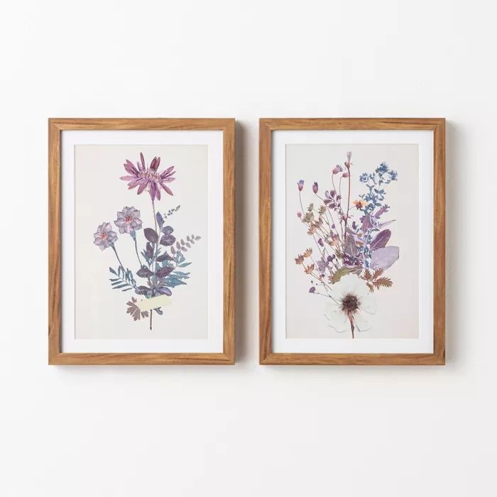 (Set of 2) 12" x 16" Pressed Fiori Framed Wall Arts - Threshold™ designed with Studio McGee | Target