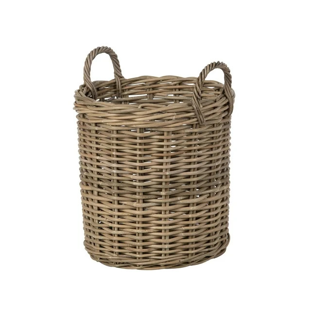 Kouboo Round Rattan Belly Basket WIth Ear Handles, Handwoven Rattan Basket With Handles, Organiza... | Walmart (US)