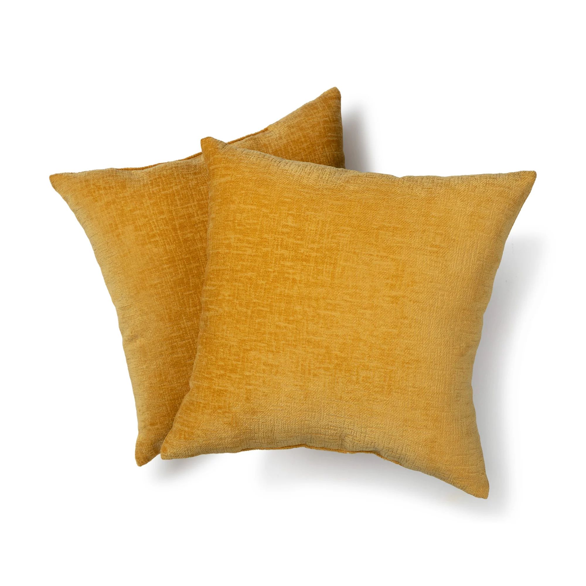 Mainstays, Chenille Decorative Square Pillow, 18" x 18", Yellow, 2 Pack | Walmart (US)
