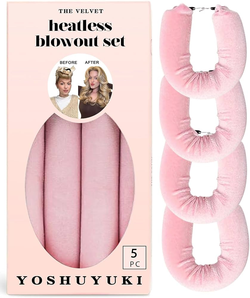 Overnight Velvet Hair Curlers and Blowout Rollers for Long, Heatless Curls - Headband, Rollers an... | Amazon (US)