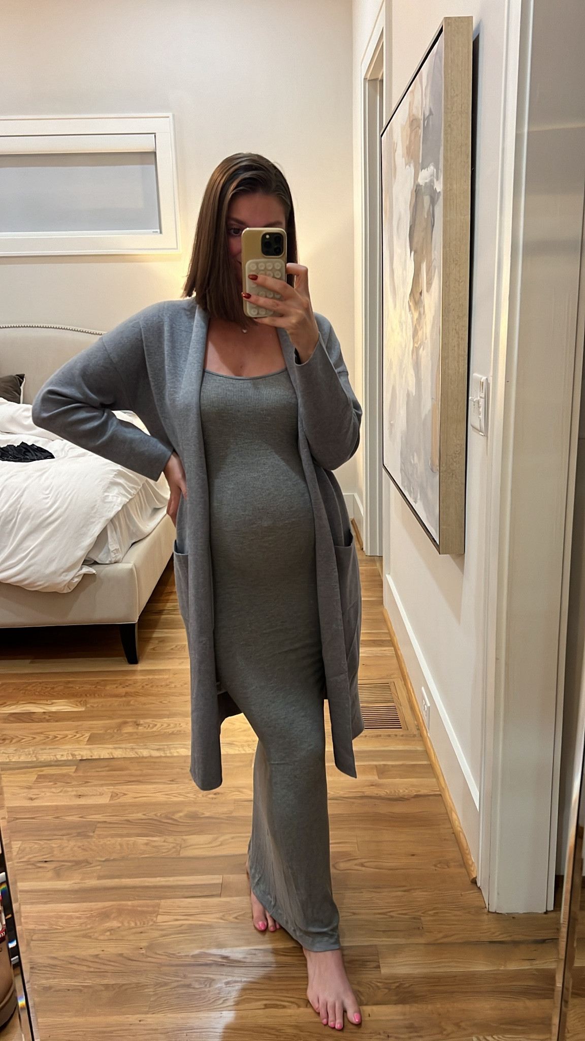 Amazon dress and cardigan! Neither are maternity - wearing a small in both. 

#LTKStyleTip #LTKFindsUnder50 #LTKBump