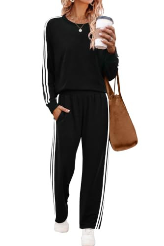 Sampeel 2 Piece Outfits for Women Color Block Set Cozy Sweatsuits Sets | Amazon (US)