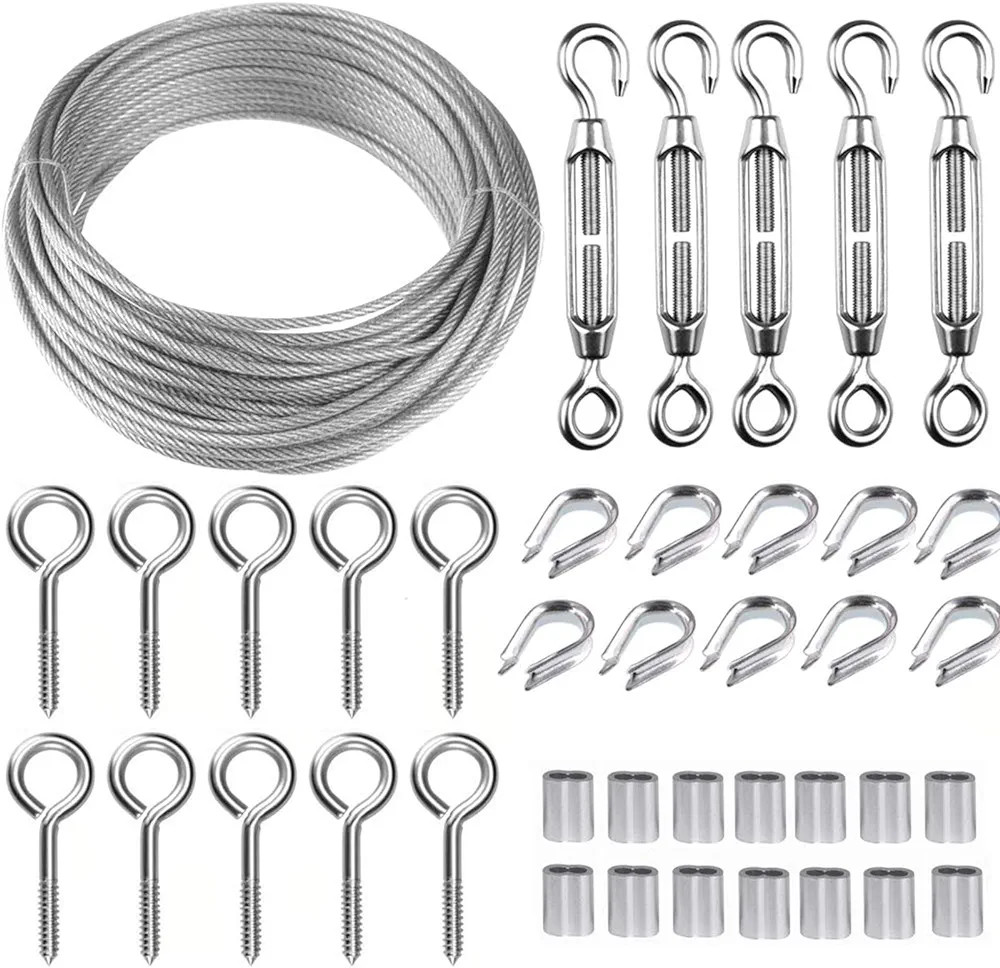 TooTaci Turnbuckle Wire Tensioner Kit with 100ft Stainless Steel Cable Wire Rope, 1/16 Vinyl Coat... | Amazon (US)