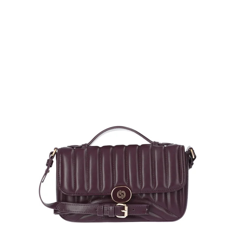 Time and Tru Women's Gia Quilted Crossbody Handbag, Plum - Walmart.com | Walmart (US)