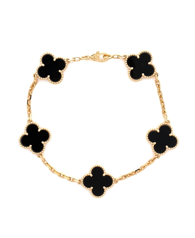 Pre-Owned Van Cleef & Arpels Vintage Alhambra 5 Motifs Bracelet 18K Gold and Onyx | Bloomingdale's (US)
