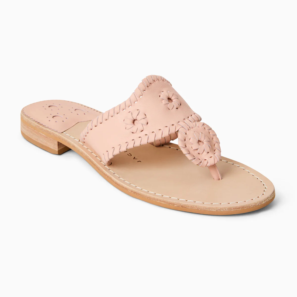 Jack Rogers Jacks Flat Sandal in Rose Cloud – Soft Pink Leather Sandals | Jack Rogers
