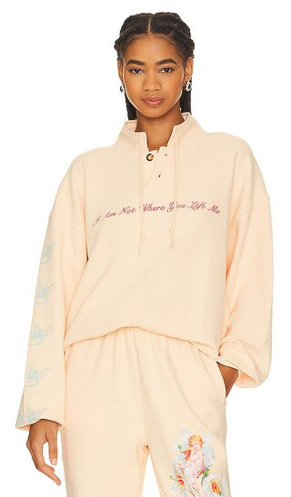 I Am Not Where You Left Me Henley Crew in Peach | Revolve Clothing (Global)