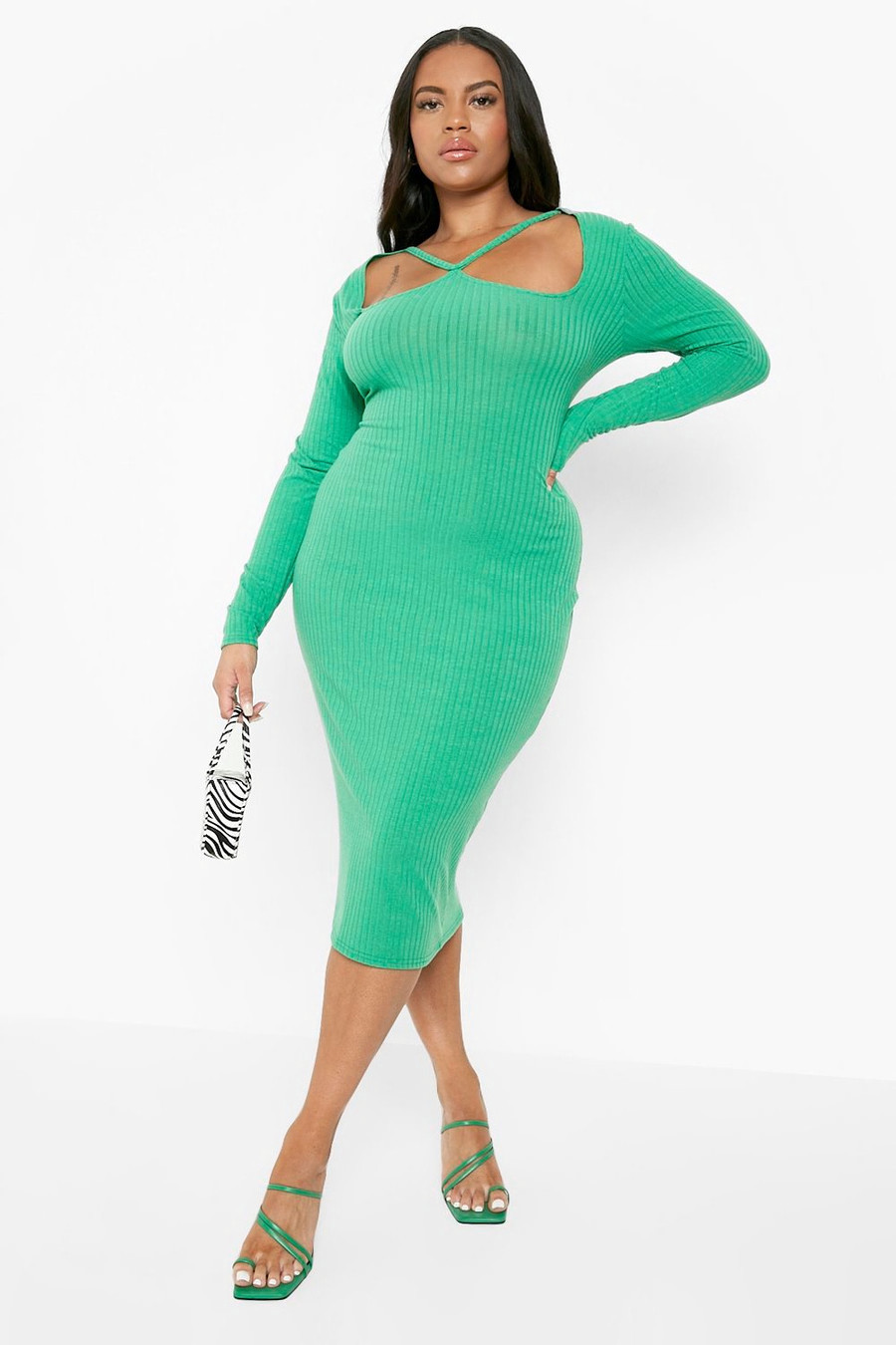 Plus Rib Cut Out Midi Dress | Boohoo.com (UK & IE)