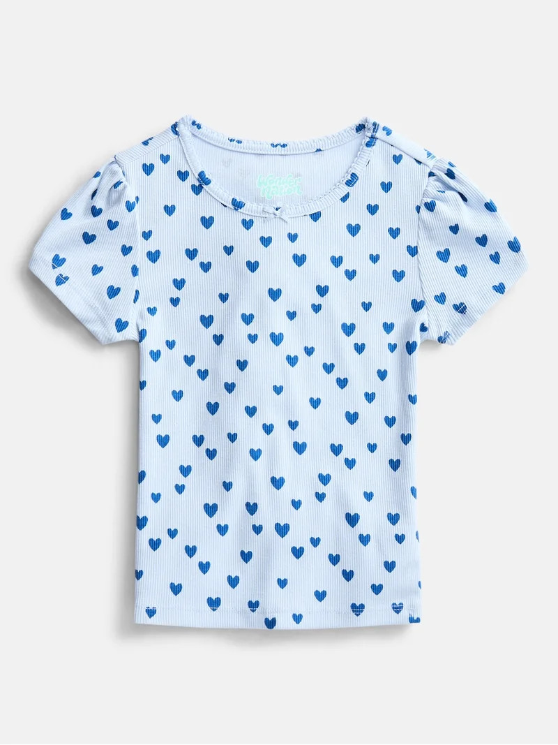 Wonder Nation Girls Baby Tee with Short Sleeves, Sizes 4-10 | Walmart (US)