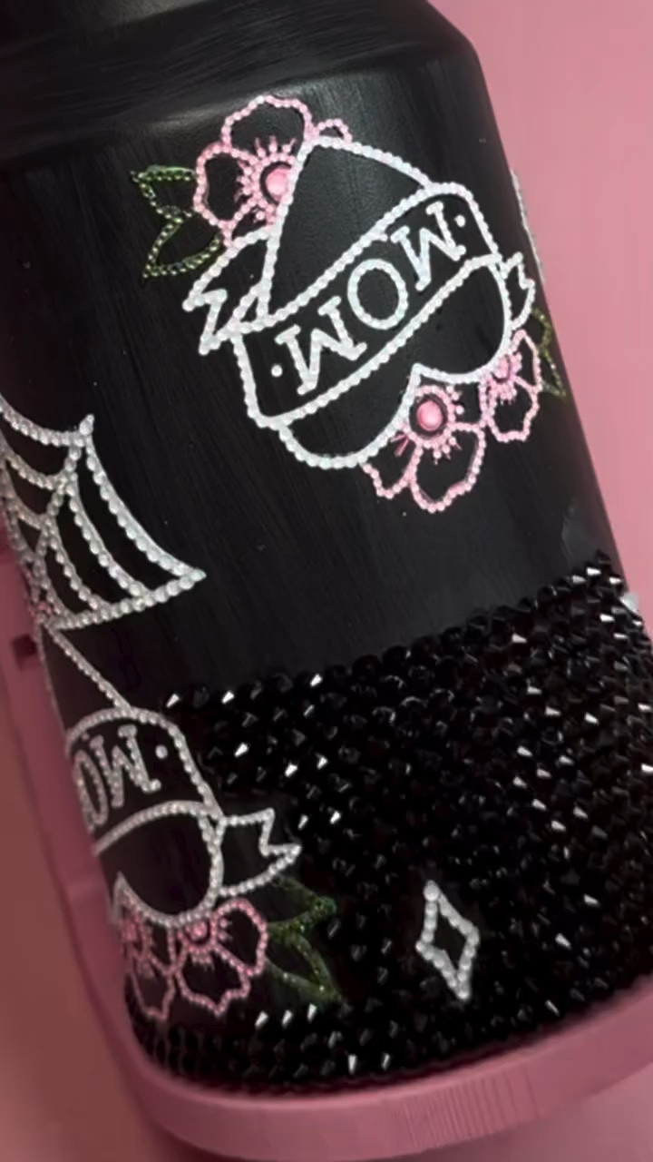 Black rhinestones at times can be difficult to bling against black tumbler under the lights  