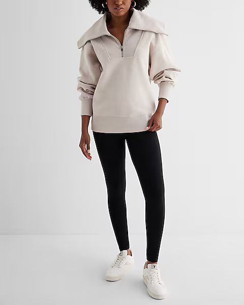 Quarter Zip Oversized Collar Fleece Sweatshirt | Express