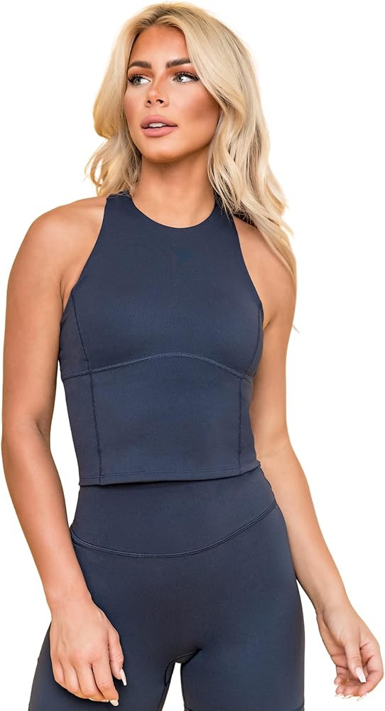 Kamo Fitness Ellyn Tank Top Crop Sports Bra for Women Soft Padded Built-in Bra Longline Yoga Runn... | Amazon (US)