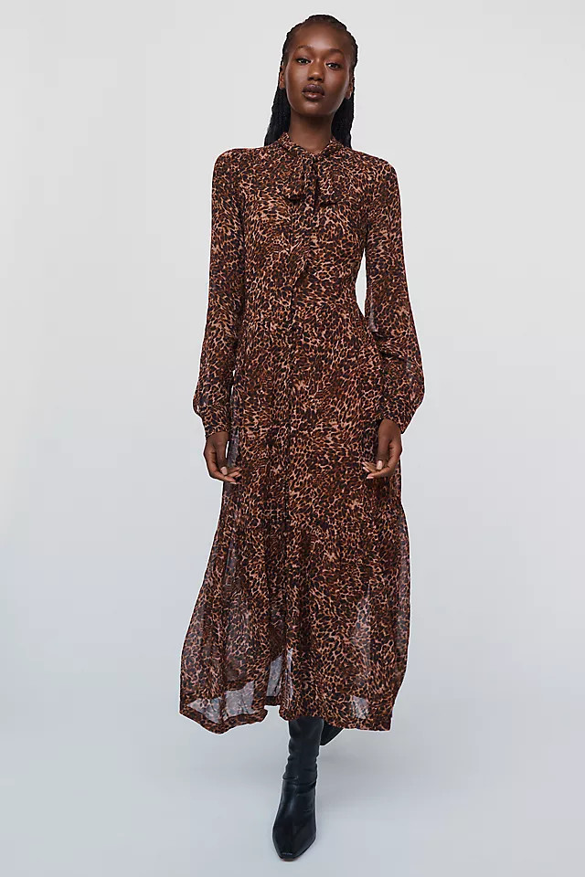 Chiffon Tie-Neck Midi Dress | Anthropologie (US)