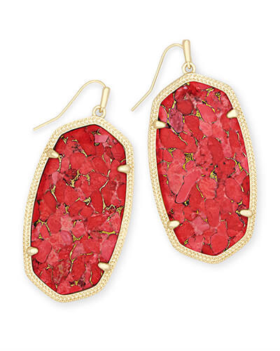 Danielle Gold Drop Earrings in Bronze Veined Red Magnesite | Kendra Scott