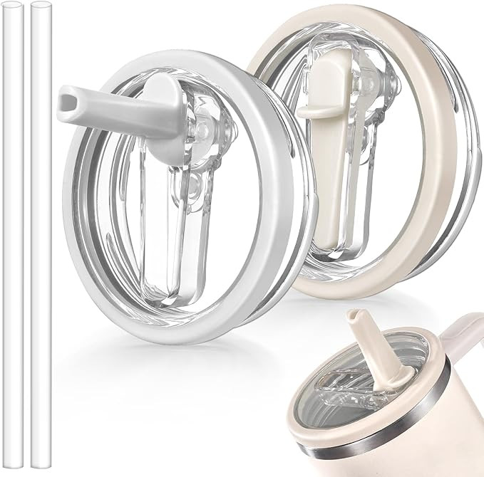 2 Pack Leakproof Lid Replacement 40 oz for Stanley Cup Accessories, Flip Straw Tumbler Leak Proof... | Amazon (US)