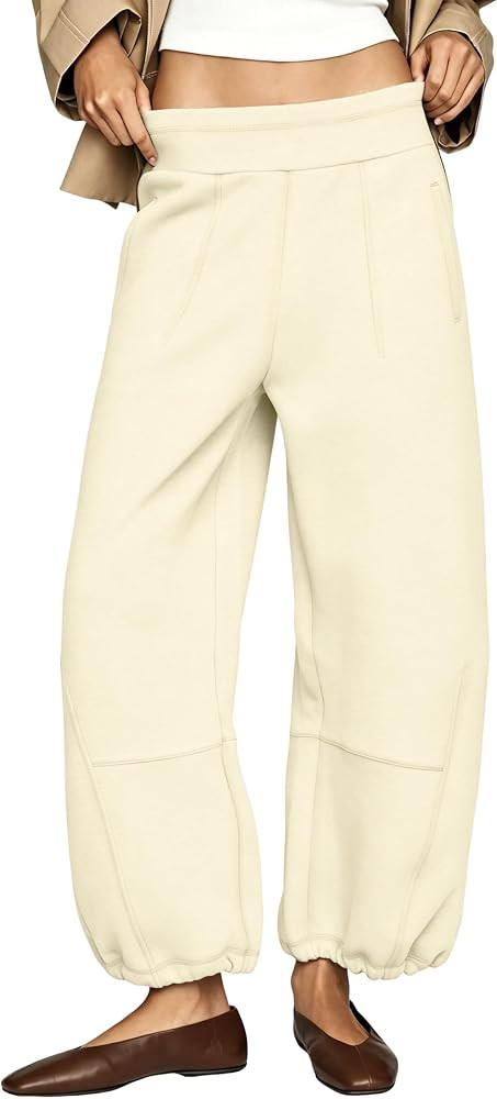 Women's Barrel Wide Leg Sweatpants Elastic Waist Pants | Amazon (US)