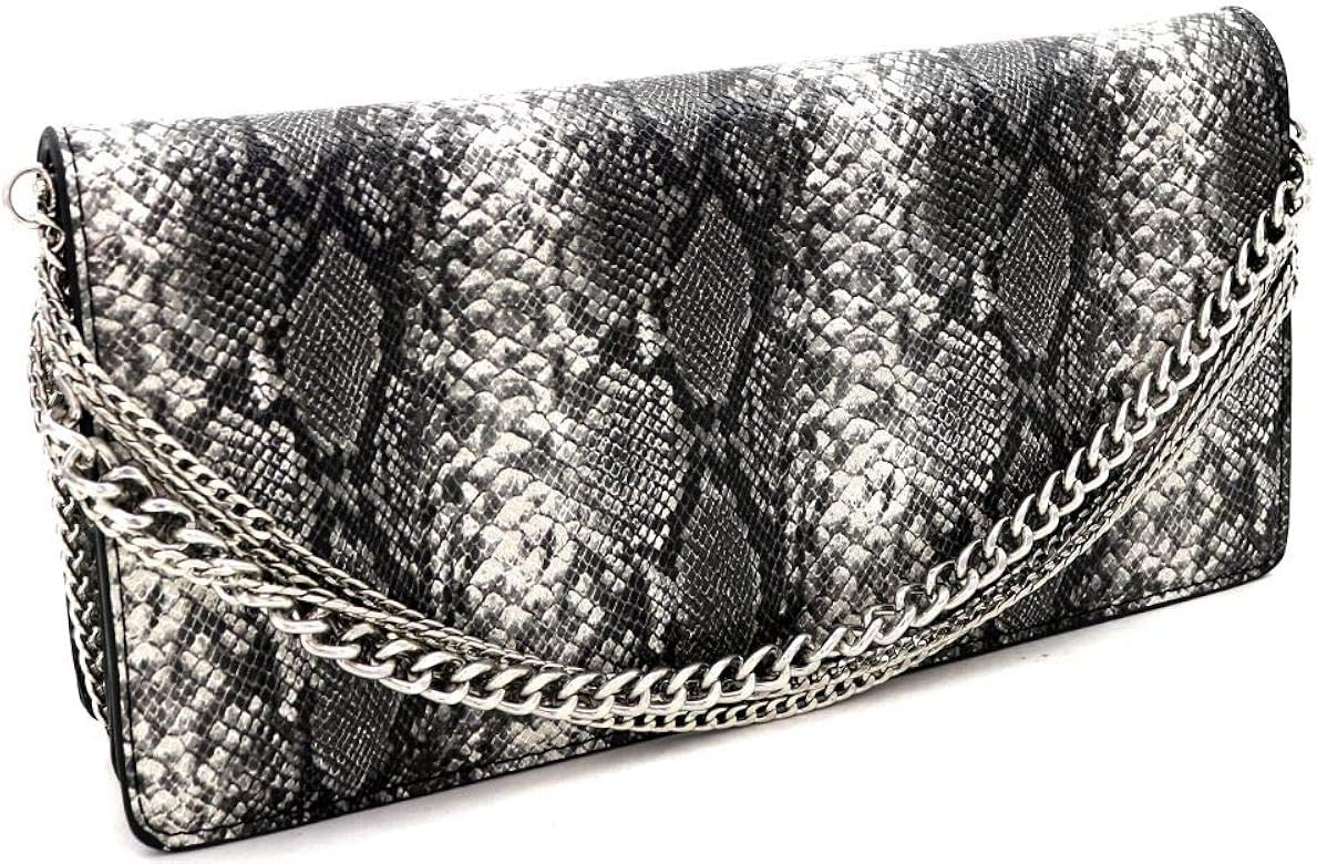 Trendeology Chain Multicolored Snake Crocodile Print Long Party Clutch Purse Shoulder Bag (2Snake... | Amazon (US)
