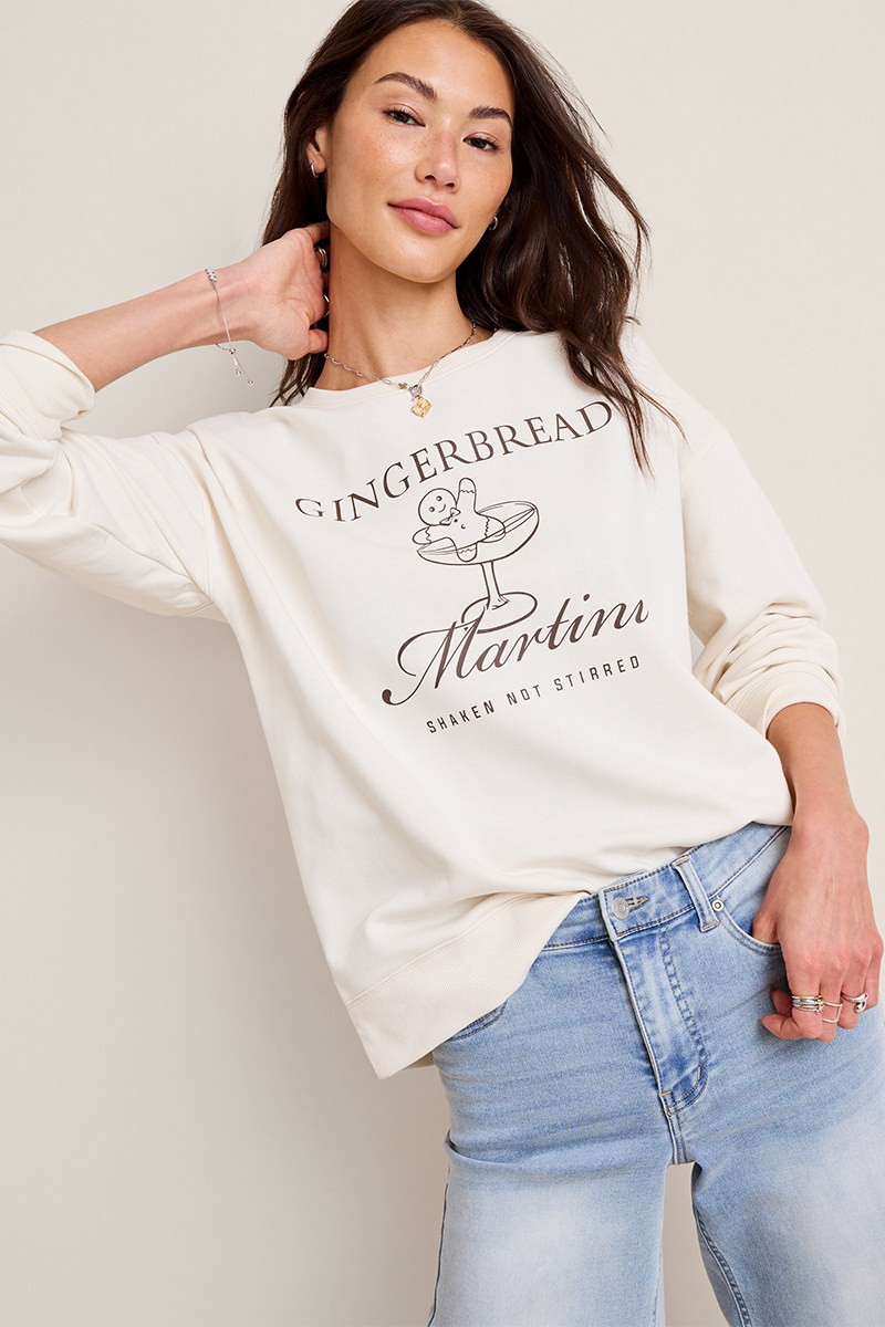 Gingerbread Martini Graphic Sweatshirt | Francesca's