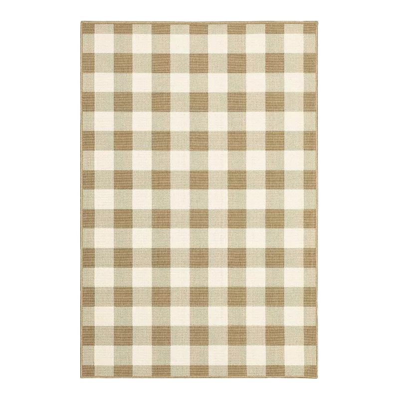 StyleHaven Mainland Gingham Plaid Indoor Outdoor Rug, Ivory | Kohl's