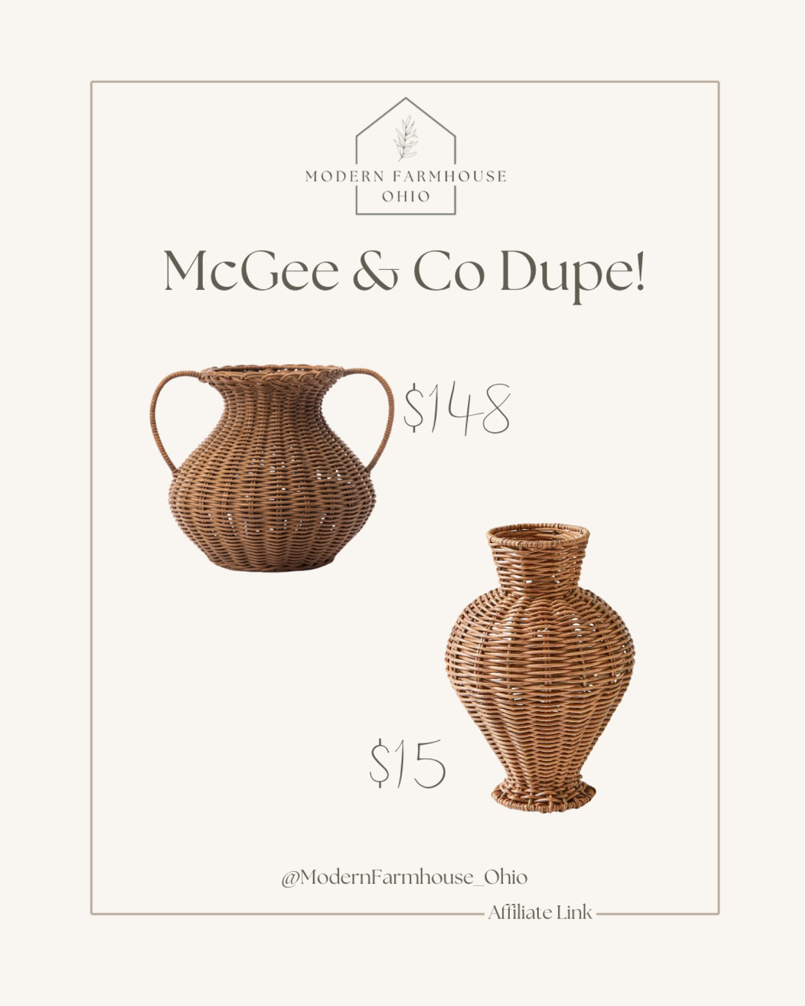 MAJOR McGee & Co rattan vase dupe! 

#LTKSeasonal #LTKHome #LTKFindsUnder50