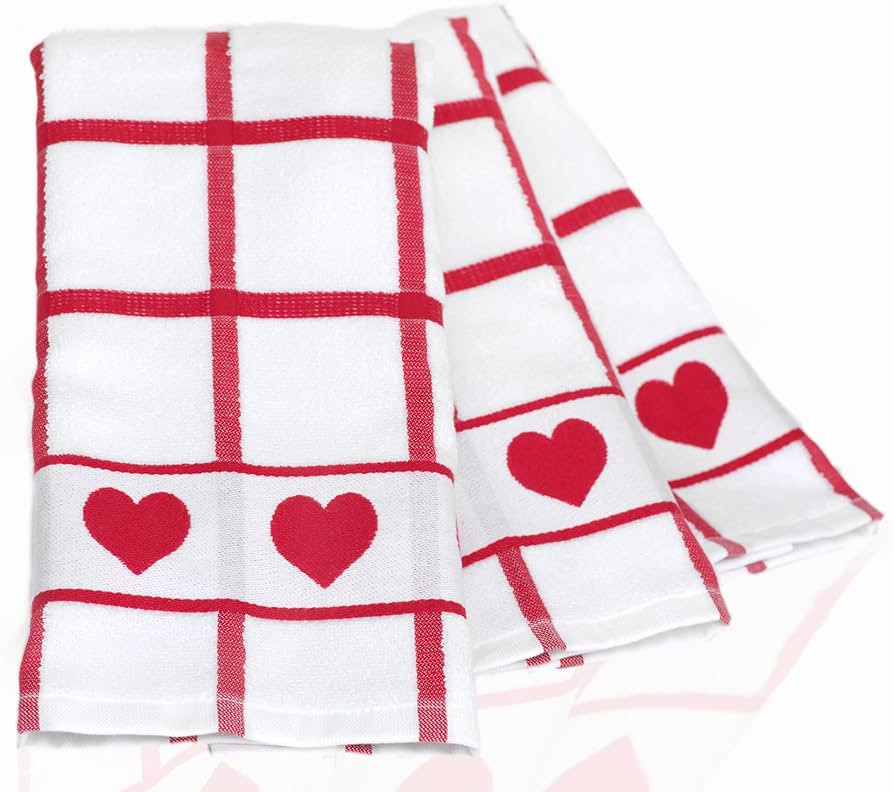 Valentine’s Kitchen Towels – 100% Cotton 425GSM Set of 3 – Thick Absorbent Dish & Hand Towe... | Amazon (US)