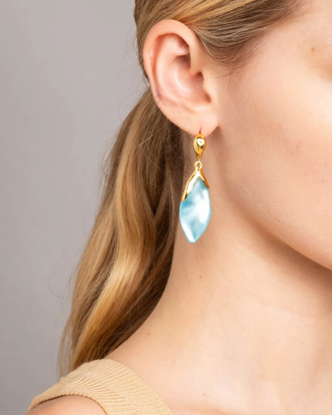 Icy Blue Luminous Lucite Petal Leverback Earrings | Alexis Bittar | Alexis Bittar