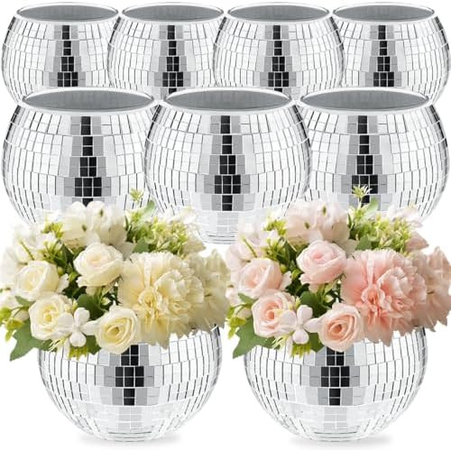 9 Pcs Disco Ball Vase,Glass Disco Ball Vases, Mirror Disco Balls,Candle Holder Vase,Disco Ball De... | Amazon (US)