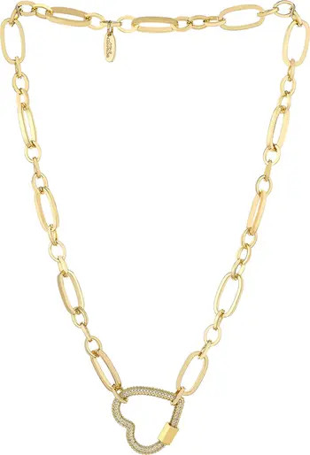 Crystal Pavé Heart Clasp Necklace | Nordstrom