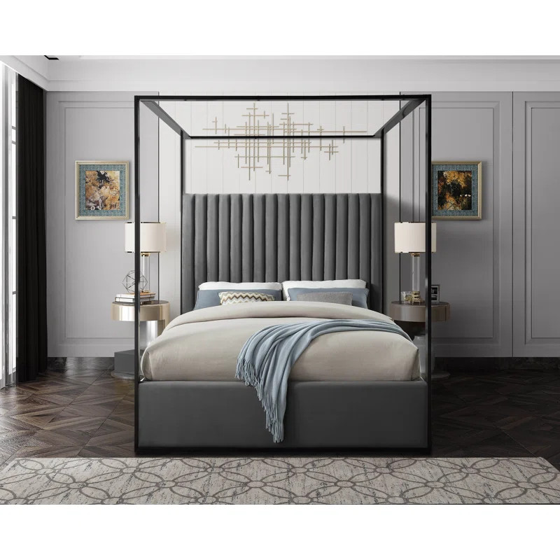 Sicard Tufted Upholstered Low Profile Canopy Bed | Wayfair North America