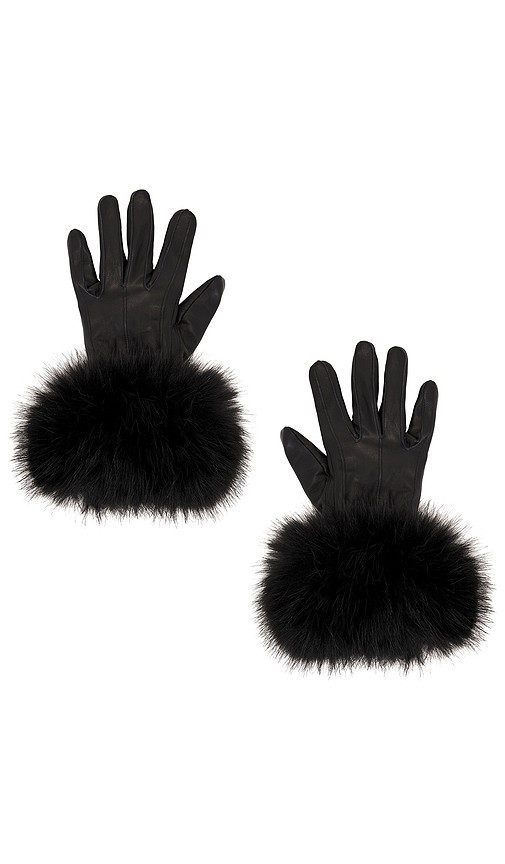 Adrienne Landau The Leather Faux Fur Glove in Black. | Revolve Clothing (Global)