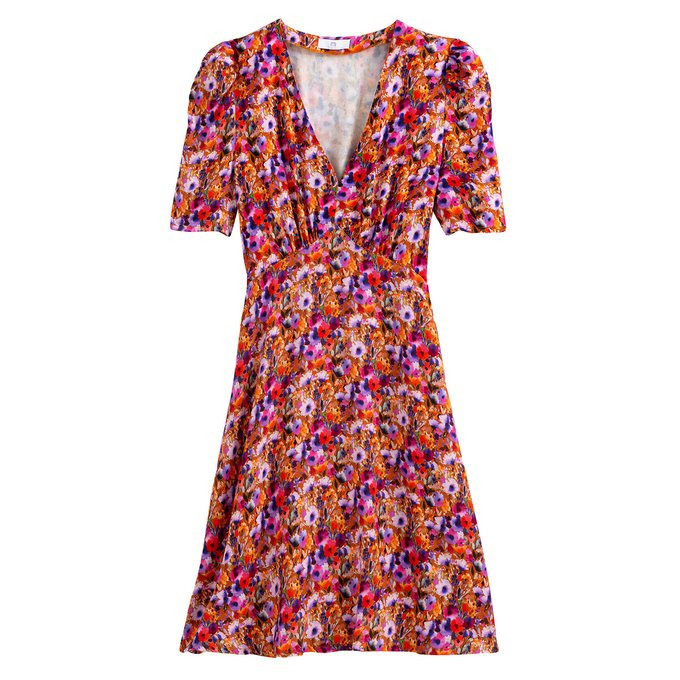 Robe courte évasée imprimée fleurs | La Redoute (FR)
