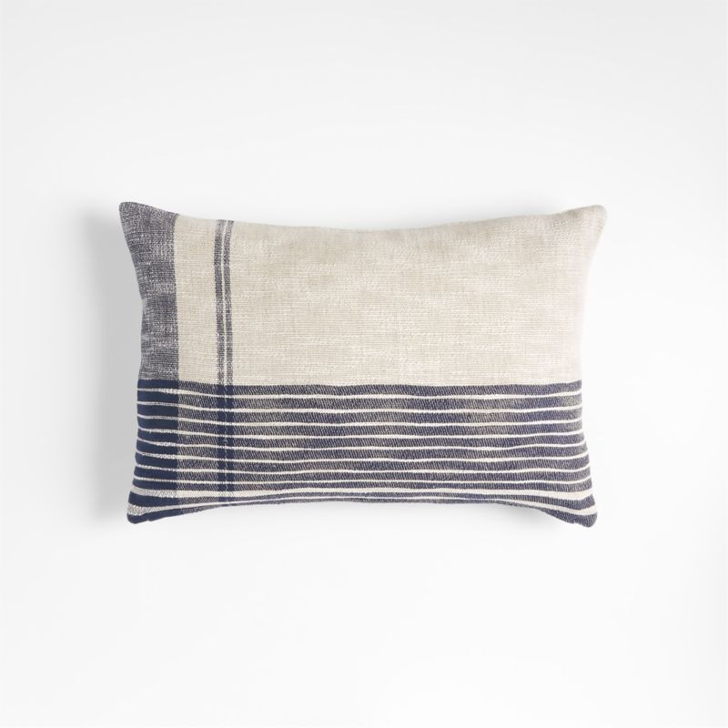 Stilyagi 22"x15" Slubby Plaid Deep Indigo Pillow Cover | Crate & Barrel | Crate & Barrel