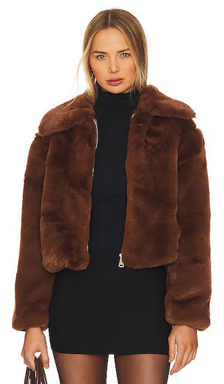 Juniper Faux Fur Coat in Bison | Revolve Clothing (Global)