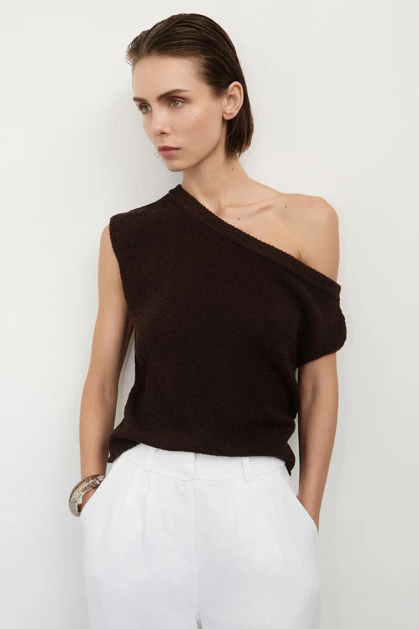KERRY CHOC ASYM KNIT TOP | DISSH