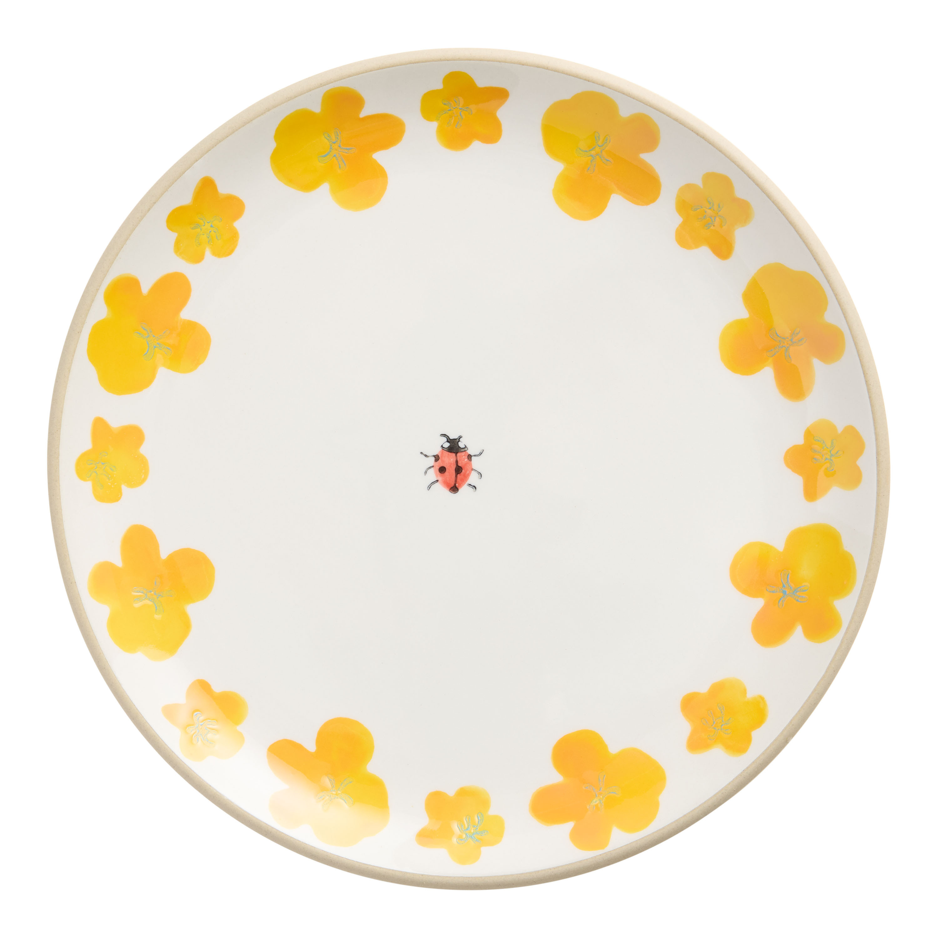 Yellow Floral Ladybug Hand Painted Salad Plate | World Market